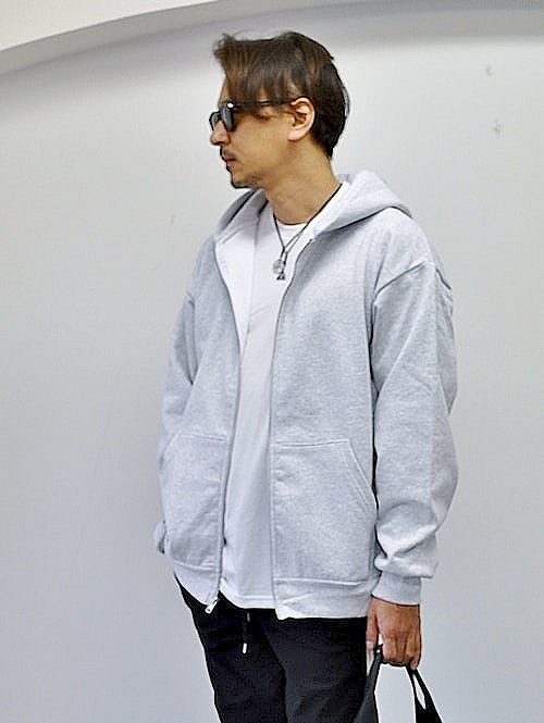 LA APPAREL 14.0ozHeavy Weight ジップアップパーカー GREY 再入荷 を 