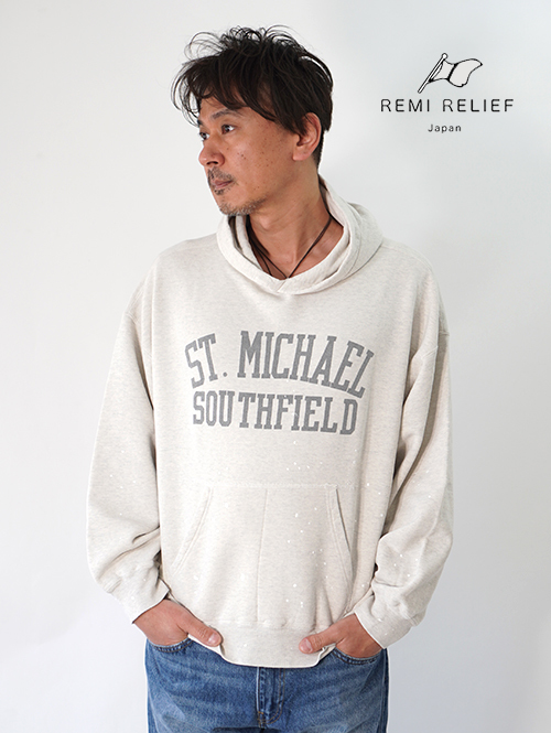 REMI RELIEF 日焼け＆ペンキ加工裏毛パーカー(ST.MICHAEL) を