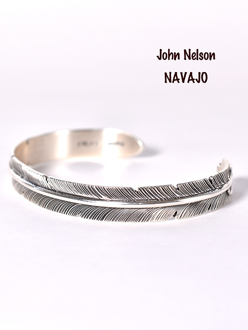 Navajo John Nelson Feather Silver Bangle を通販 | ETOFFE