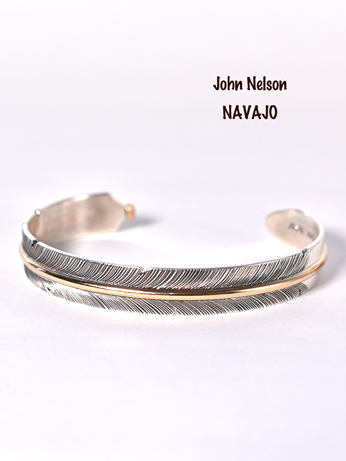 Navajo John Nelson Feather Silver/12K Bangle を通販 | ETOFFE
