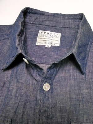 ETOFFE 7袖シャンブレーサファリリネンシャツ