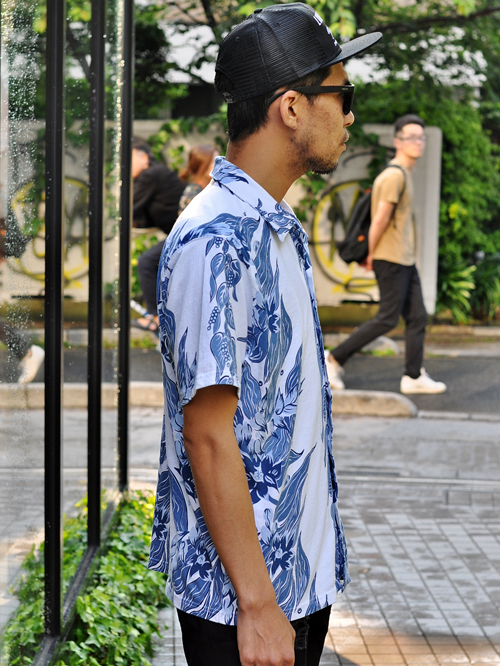GOOD ON インディゴオープンカラーアロハTシャツ