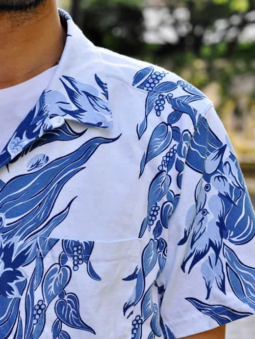 GOOD ON インディゴオープンカラーアロハTシャツ