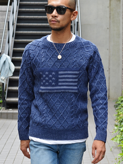 BACK HEAD SAFARI掲載 アメリカンフラッグ ニットセーター