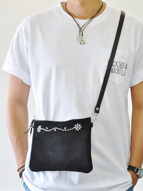 CROSSED ARROWS レザースタッズ サコッシュバッグ ストレートフラワー 再入荷
