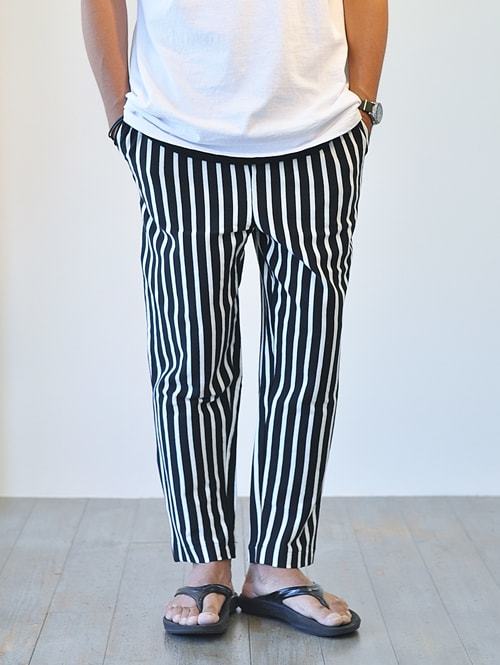 SAFARI掲載 BACK HEAD ストライプ スエットクロップパンツ BLACK