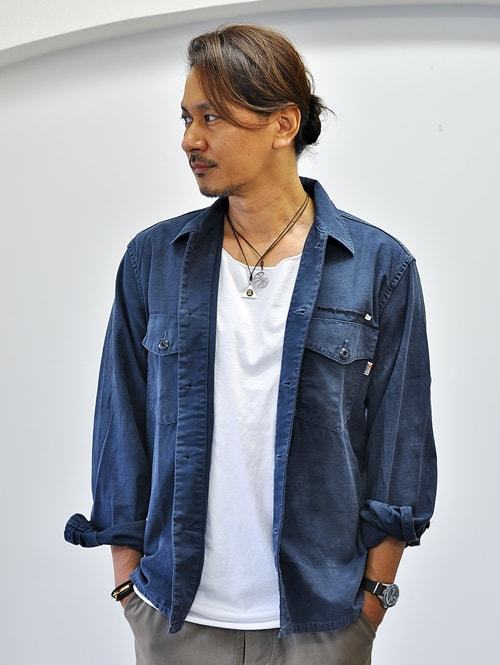 FREE CITY タイダイ バックサテン アーミーシャツジャケット