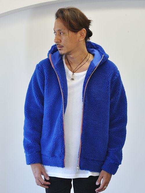 BACK HEAD オールドフリース ジップアップパーカー BLUE