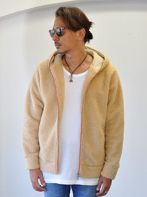 BACK HEAD オールドフリース ジップアップパーカー NATURAL