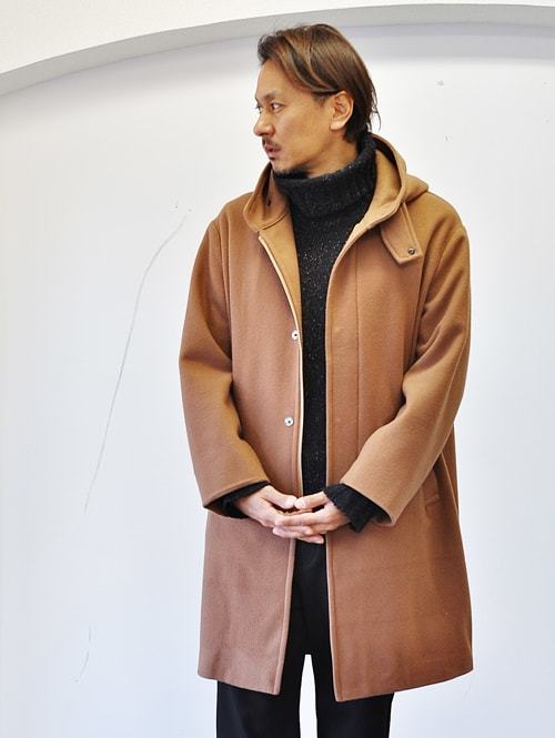 LA MOND ウール フードコート CAMEL