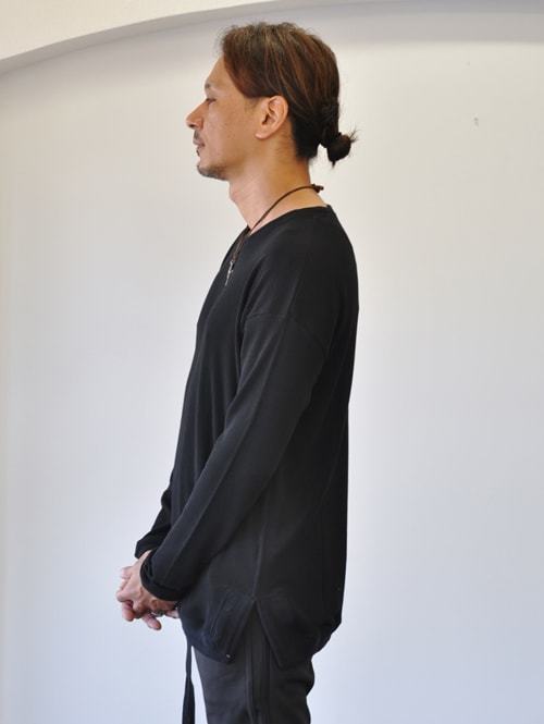 ETOFFE ORIGINAL サイドスリットサーマルロンティー BLACK 再入荷