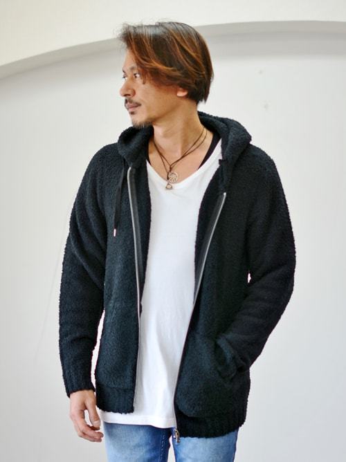 ETOFFE ORIGINAL シャギージップアップパーカー BLACK