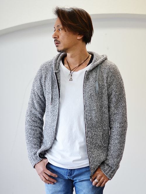 ETOFFE ORIGINAL シャギージップアップパーカー GREY杢 再入荷