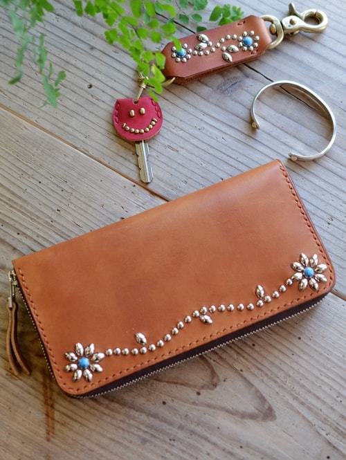 CROSSED ARROWS Studded LONG WALLET LIGHT BROWN TYPE 2
