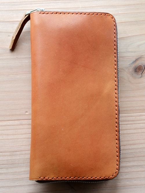 【オーダー生産　予約 】CROSSED ARROWS  Studded　LONG WALLET　Light Brown  TYPE 1