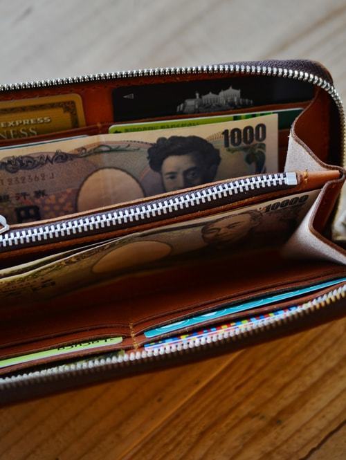 【オーダー生産　予約 】CROSSED ARROWS  Studded　LONG WALLET　Light Brown  TYPE 1