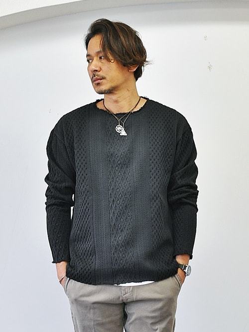 CAL O LINE カットオフ ケーブル コットンニット BLACK