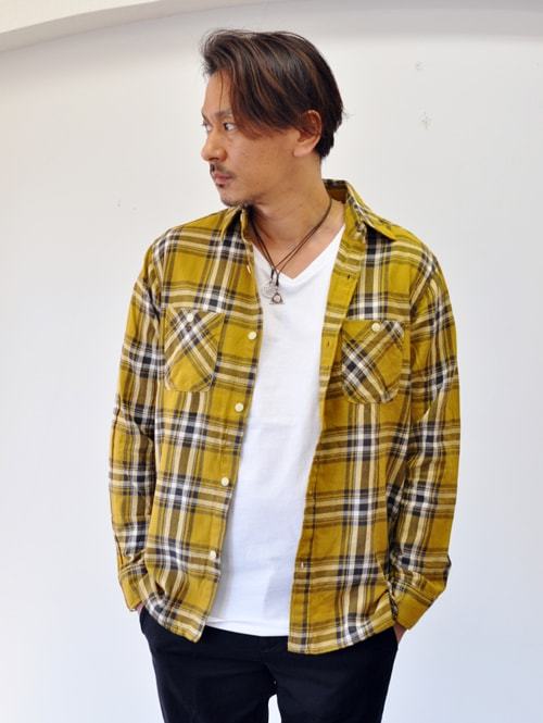 FIVE BROTHERS LIGHT FLANNEL WORKSHIRT MASTARD