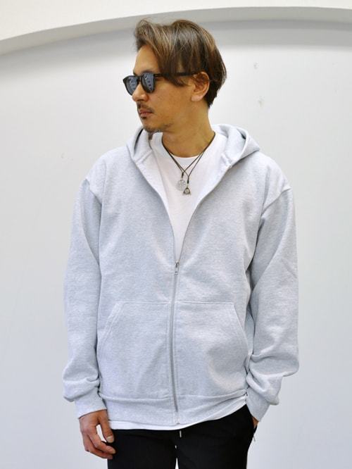 LA APPAREL 14.0ozHeavy Weight  ジップアップパーカー　GREY　再入荷