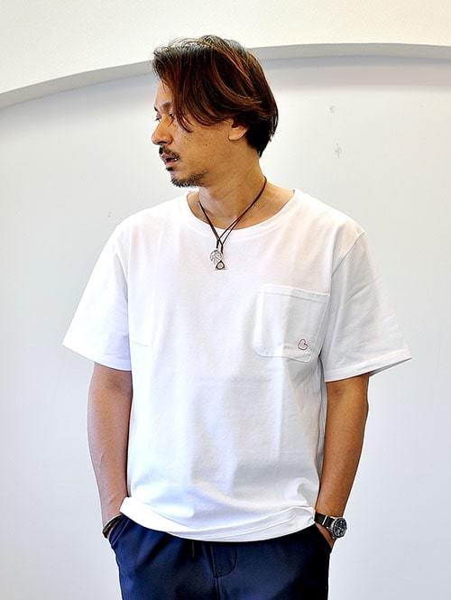 CHAH CHAH ポケット Tシャツ WHITE