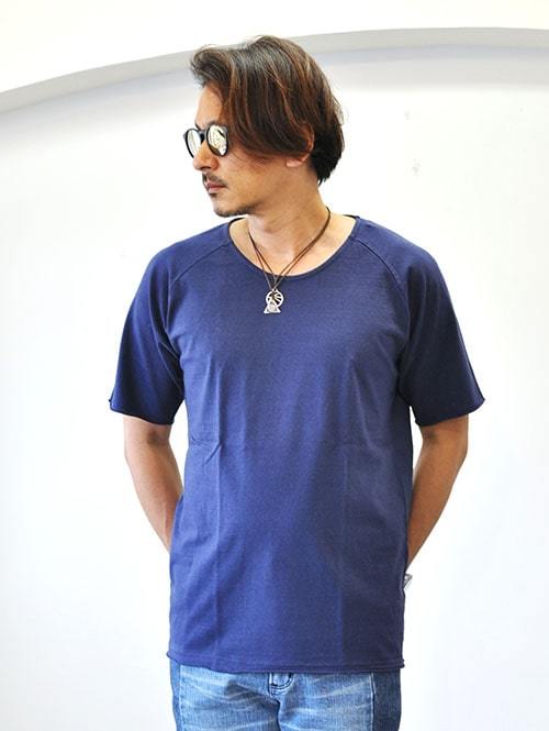 LIFE IS ... ラフネックTシャツ Navy