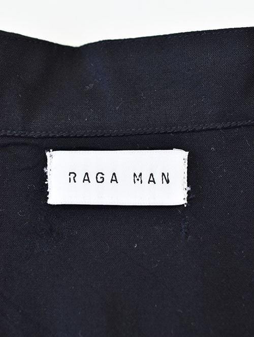 RAGA MAN  ブラックオープンカラーシャツ