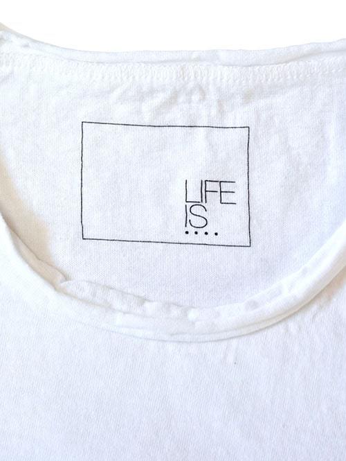 LIFE IS ... ラフネック　ポケットTシャツ　White