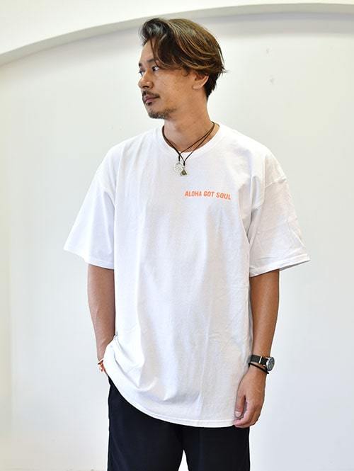 Aloha Got Soul エトフ別注 LOGO TEES WHITE/NEON ORANGE