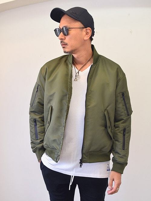 Harlem Rounge オフショルダーミリタリーブルゾン KHAKI