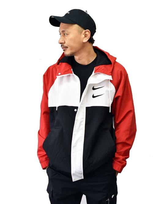 NIKE 限定 スウッシュ フーディ ウーブン ジャケット レッド