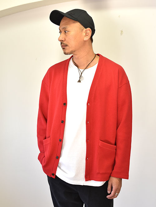 SERGEANT ストレッチベアワッフル カーディガン RED