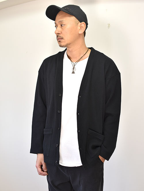 SERGEANT ストレッチベアワッフル カーディガン BLACK