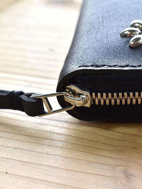 【オーダー生産　予約 】　CROSSED ARROWS Studded　LONG WALLET　BLACK TYPE 1　