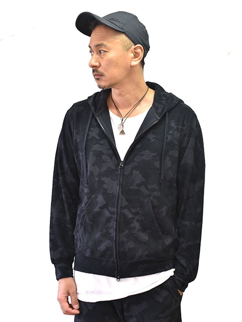 SERGENT SALUTE カモフラージュパイルジャガード ジップパーカー Black×Chacol
