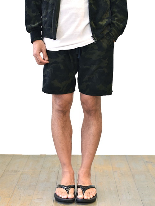 SERGENT SALUTE カモフラージュパイルジャガード ショーツ Black×Olive