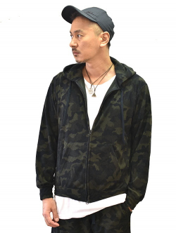 SERGENT SALUTE カモフラージュパイルジャガード ジップパーカー Black×Olive