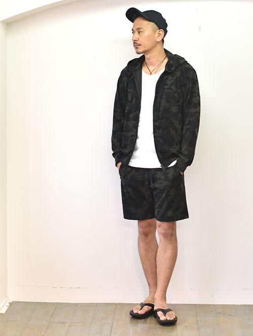 SERGENT SALUTE カモフラージュパイルジャガード ジップパーカー Black×Olive