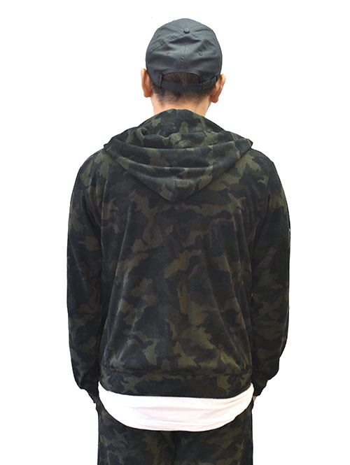 SERGENT SALUTE カモフラージュパイルジャガード ジップパーカー Black×Olive