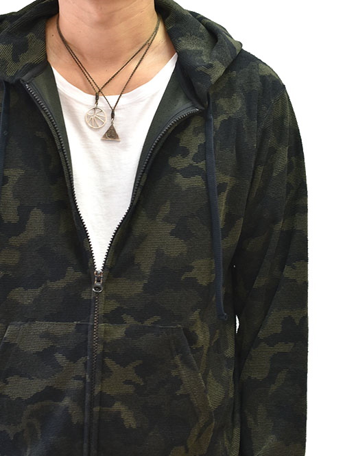 SERGENT SALUTE カモフラージュパイルジャガード ジップパーカー Black×Olive