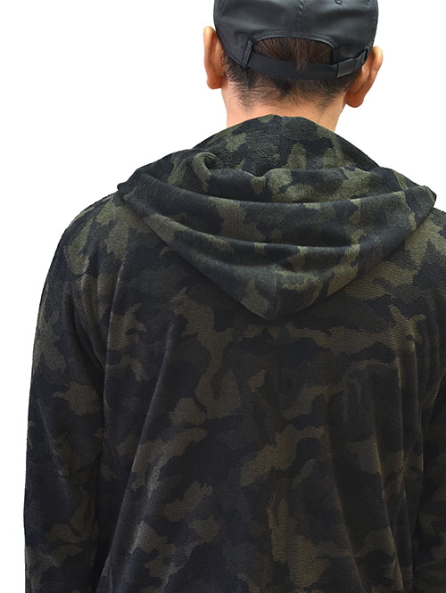 SERGENT SALUTE カモフラージュパイルジャガード ジップパーカー Black×Olive