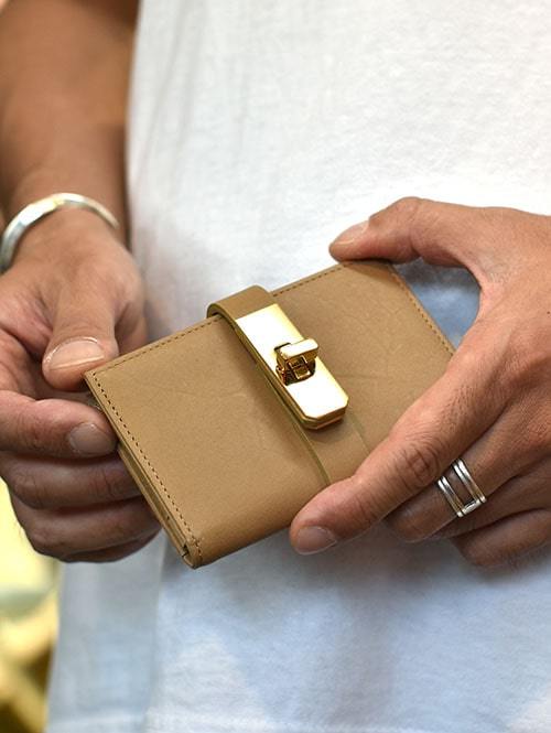 M.U.L Leather SMALL WALLET BEIGE/GOLD