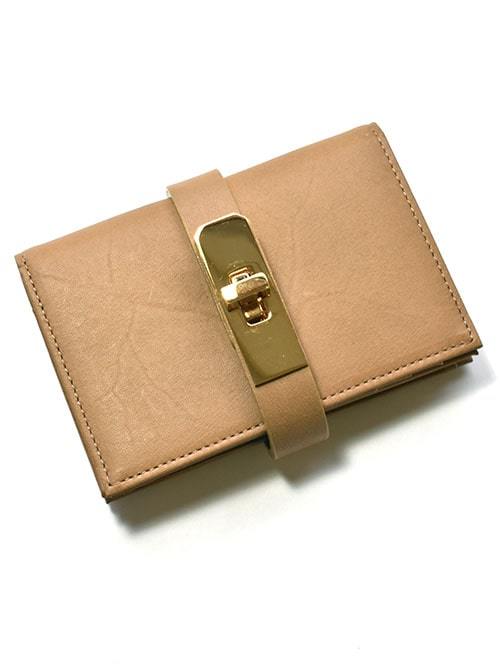 M.U.L Leather SMALL WALLET　BEIGE/GOLD