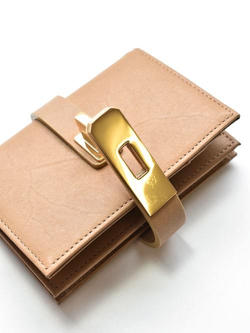 M.U.L Leather SMALL WALLET　BEIGE/GOLD