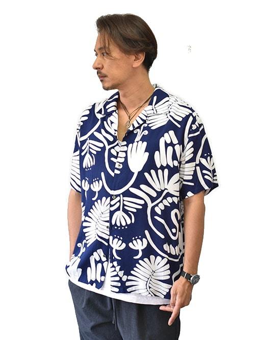 ONYRMRK CUBAN COLLOR SHIRT Navy