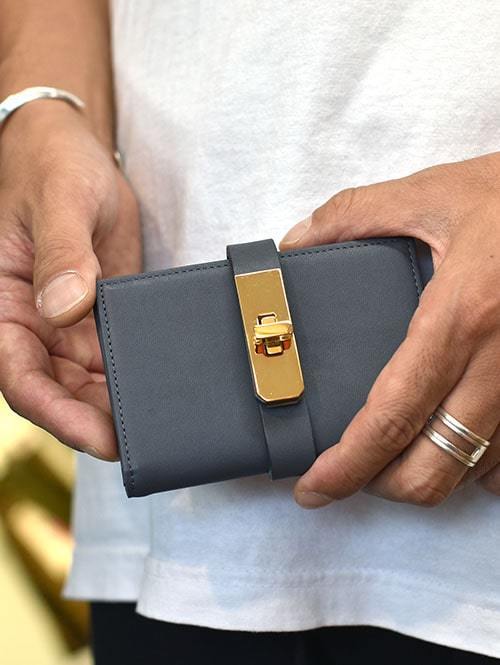 M.U.L Leather SMALL WALLET GREY/GLOD 再入荷