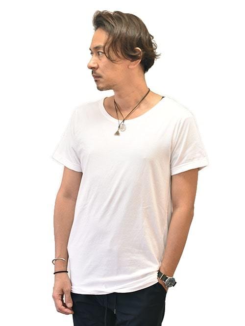 GRAB IN HOLLYWOOD ナローネックTシャツ White