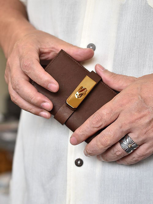 M.U.L Leather SMALL WALLET D BROWN