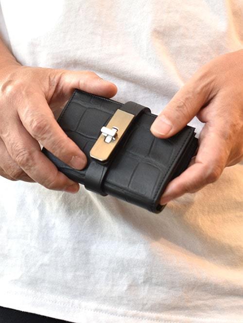 M.U.L Leather 限定生産 SMALL WALLET クロコ型押し BLACK