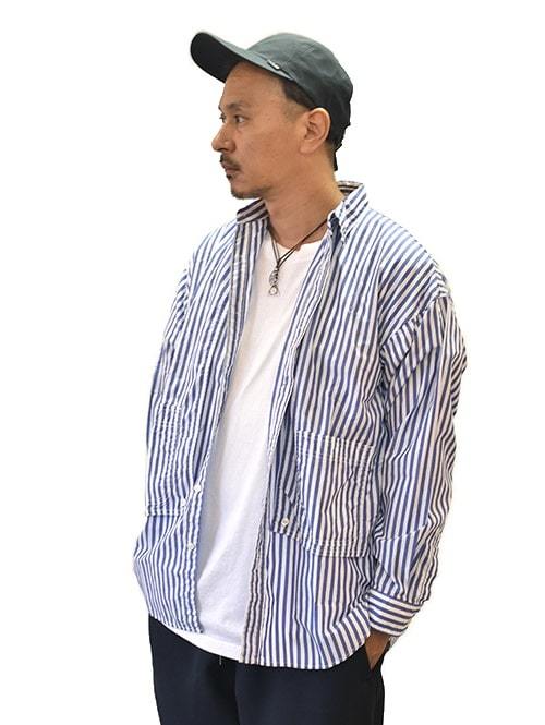 CAL O LINE ストライプペインター シャツジャケット BLUE
