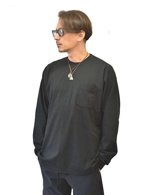 LOS ANGELES APPAREL 6.5oz ヘビーウエイト ロングスリーブ ポケットTシャツ Black